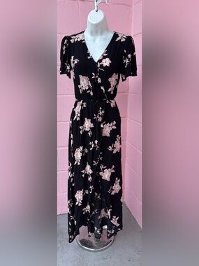 miami Black Romper with Pink Floral Print